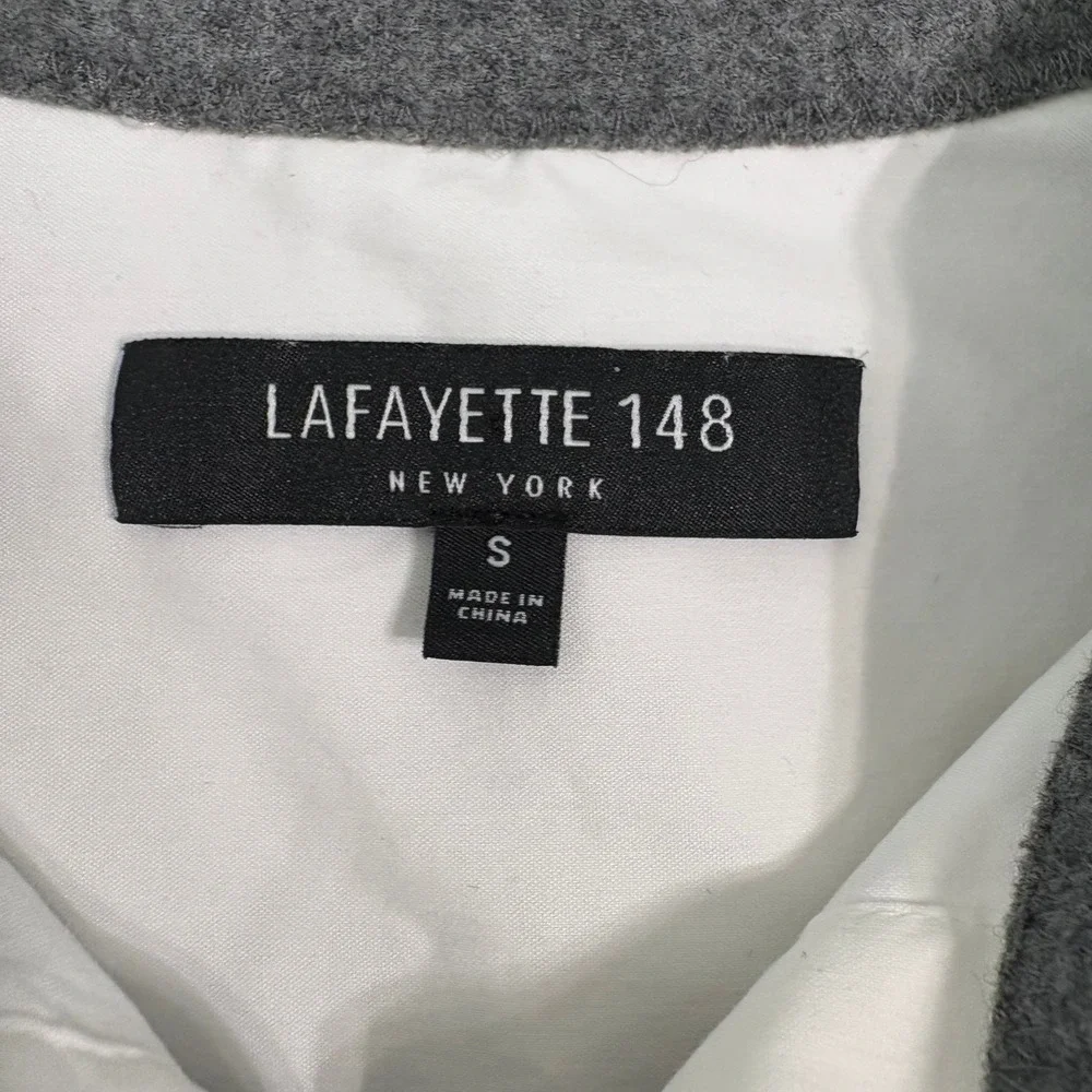 Lafayette 148 Button Down Shirt Womens‎ Small White Beaded Trim Long Sleeve Top - Picture 7 of 10